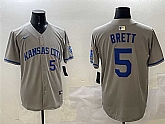 Men's Kansas City Royals #5 George Brett Gray 2024 Away Limited Stitched Jersey,baseball caps,new era cap wholesale,wholesale hats